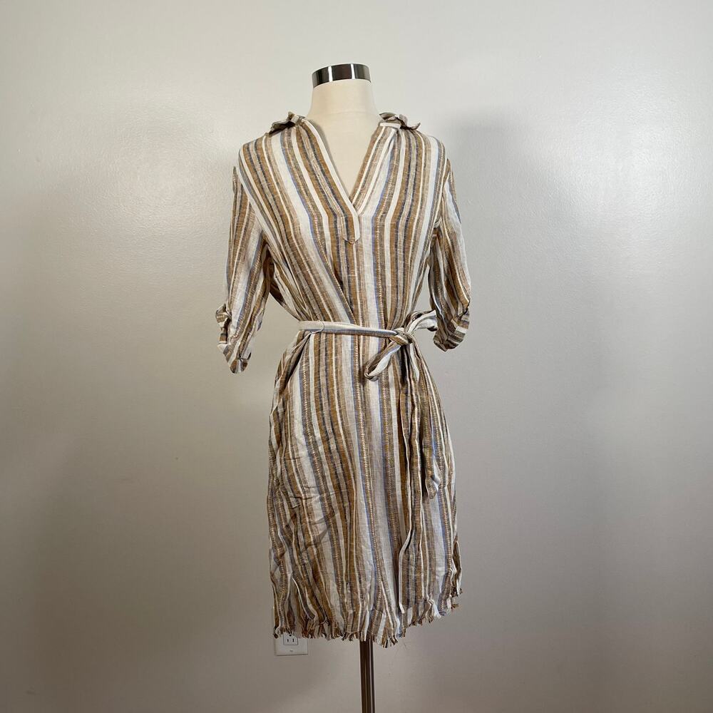 DREW Anthropologie • Ollie Striped Linen Blend Shirt Dress